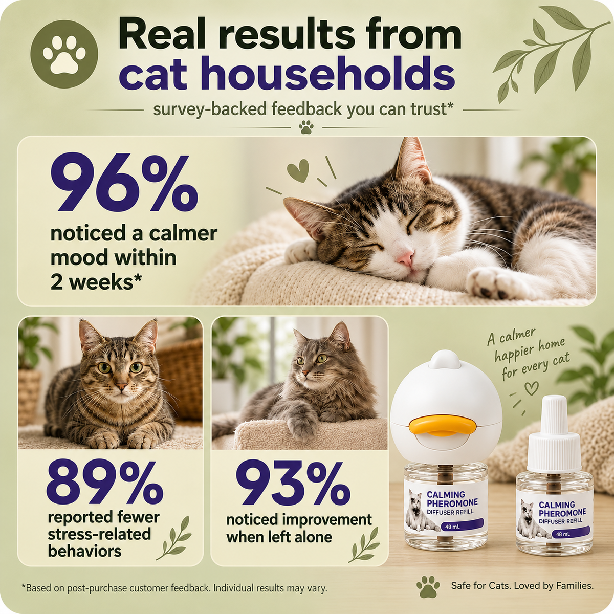 Neblios™ Cat Calming Diffuser Kit – 2026 Upgraded Pheromone Technology for Reducing Stress, Spraying, Scratching & Anxiety in Cats, Support Calm Behavior