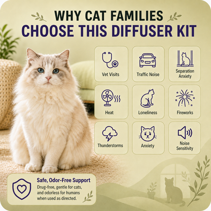 Neblios™ Cat Calming Diffuser Kit – 2026 Upgraded Pheromone Technology for Reducing Stress, Spraying, Scratching & Anxiety in Cats, Support Calm Behavior