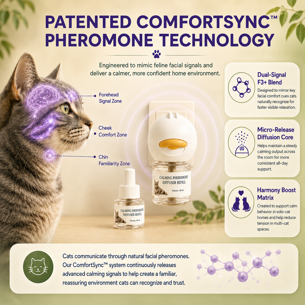 Neblios™ Cat Calming Diffuser Kit – 2026 Upgraded Pheromone Technology for Reducing Stress, Spraying, Scratching & Anxiety in Cats, Support Calm Behavior