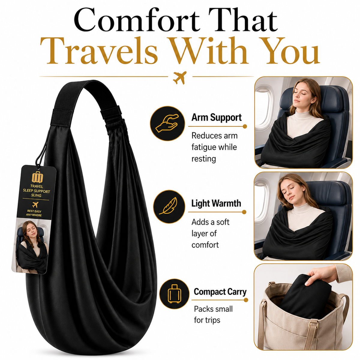 Neblios-Premium Travel Blanket System – Airplane Sleep Support, Blanket Body Sling for Deep Sleep