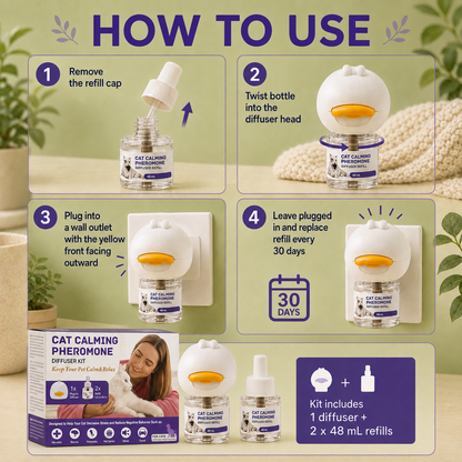Neblios™ Cat Calming Diffuser Kit – 2026 Upgraded Pheromone Technology for Reducing Stress, Spraying, Scratching & Anxiety in Cats, Support Calm Behavior