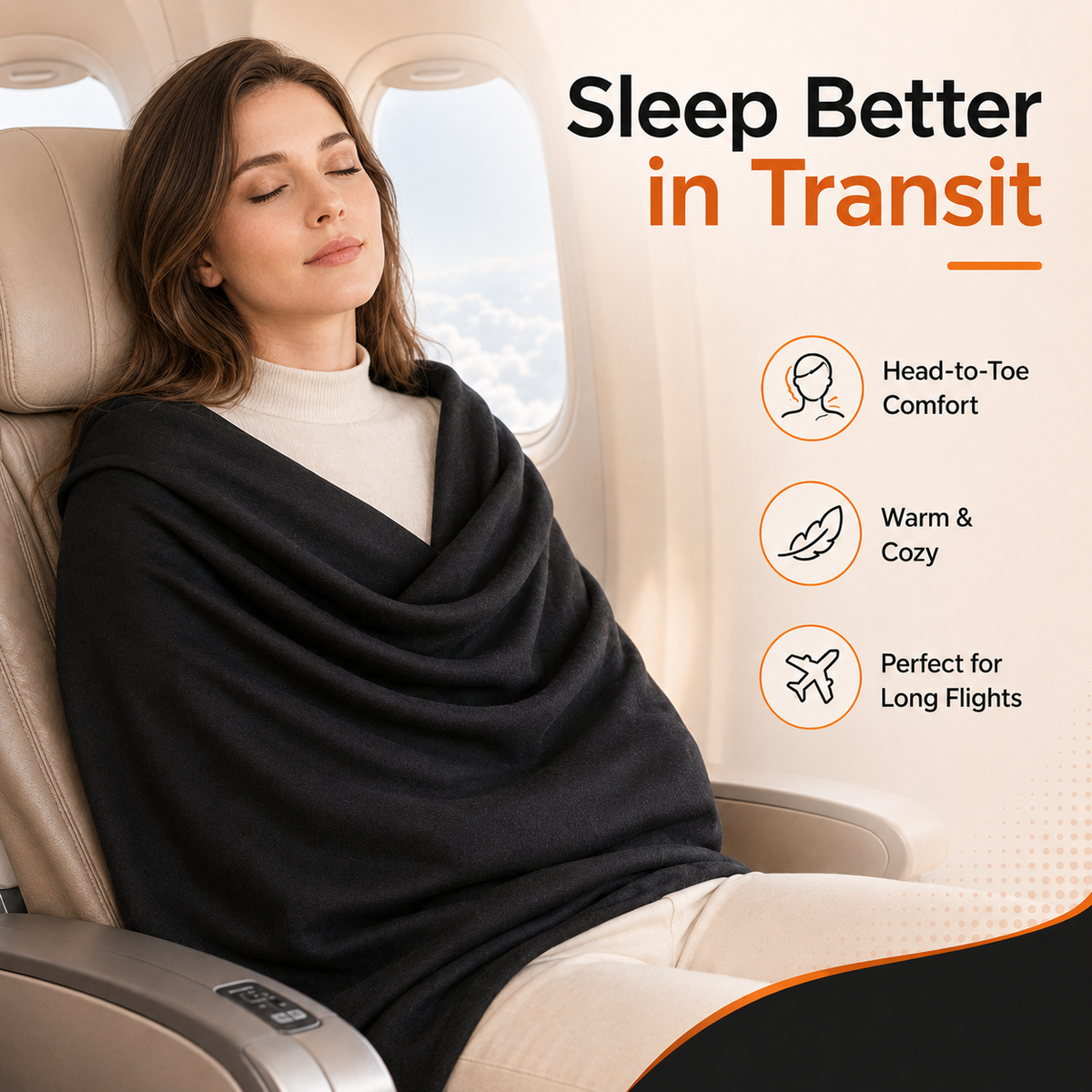 Neblios-Premium Travel Blanket System – Airplane Sleep Support, Blanket Body Sling for Deep Sleep
