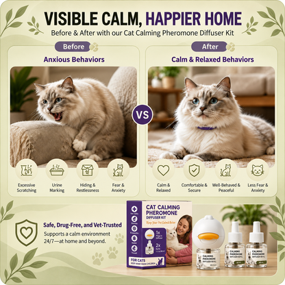 Neblios™ Cat Calming Diffuser Kit – 2026 Upgraded Pheromone Technology for Reducing Stress, Spraying, Scratching & Anxiety in Cats, Support Calm Behavior