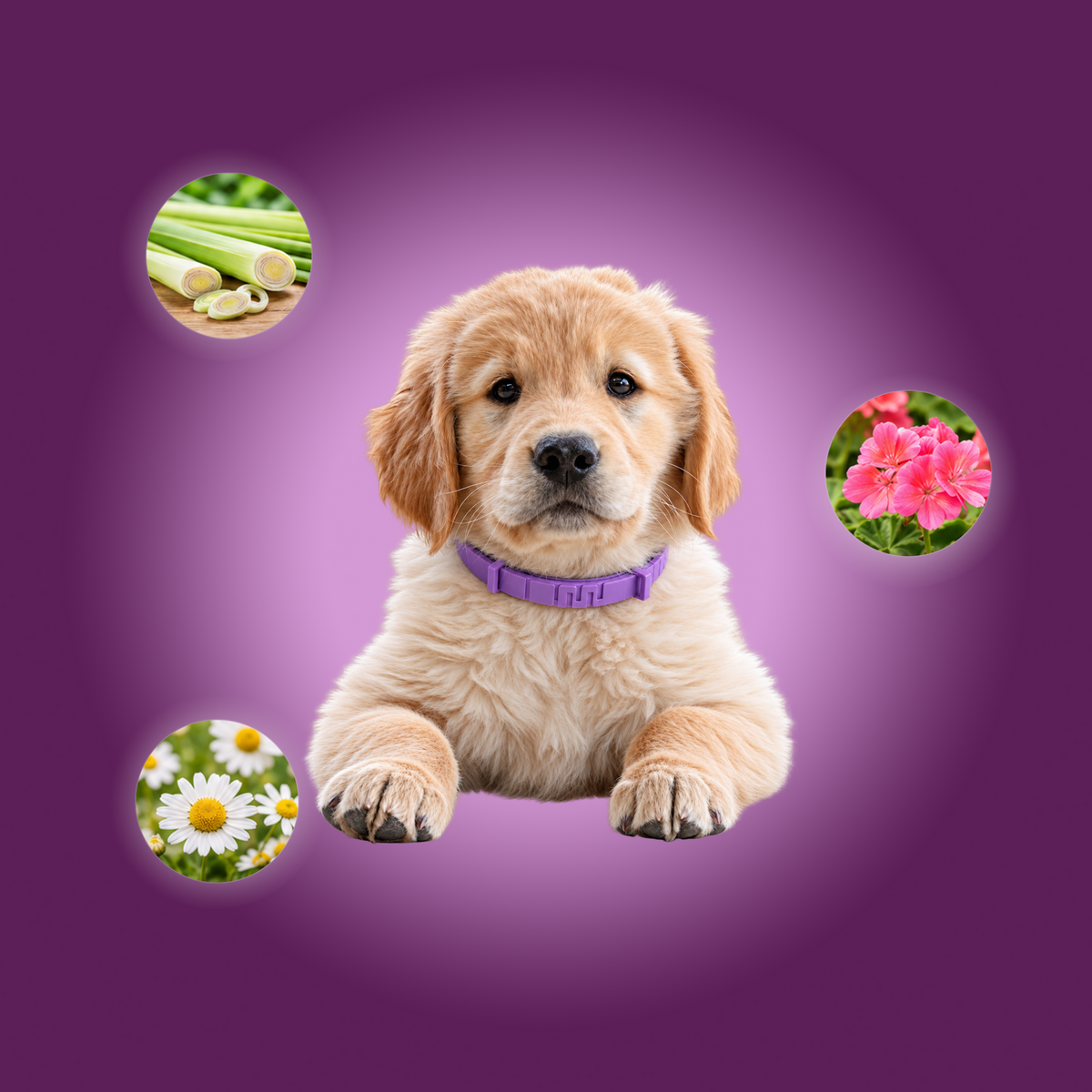 Relaxed pet wearing a calming product